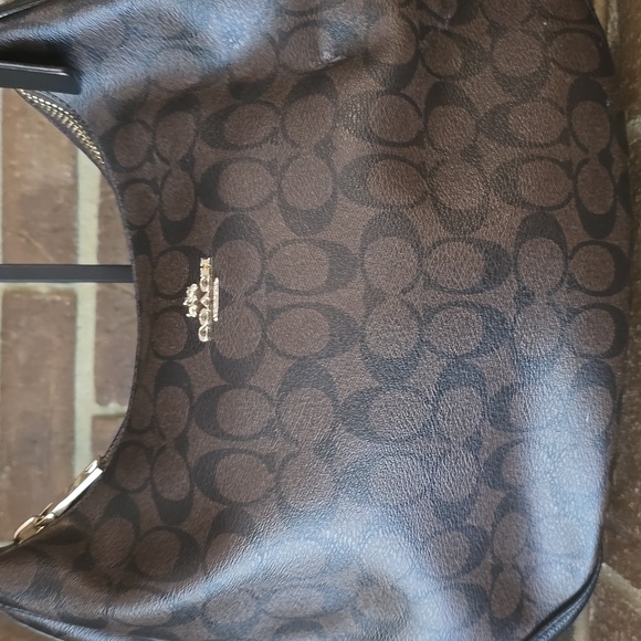 Coach Harley Hobo Bag In Signature Canvas Brown Black - Picture 2 of 11